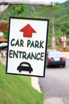 Sign Car Park Entrance Royalty Free Stock Photo