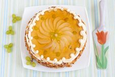 Biscuit Cake With Fresh Fruits Topping Under Jelly Royalty Free Stock Photos Biscuit Cake With Fresh Fruits Topping Under Jelly Royalty Free Stock Photos
