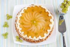 Biscuit Cake With Fresh Fruits Topping Under Jelly Stock Photo Biscuit Cake With Fresh Fruits Topping Under Jelly Stock Photo