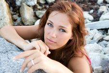 Portrait Of A Young Blue-eyed Woman Stock Image Portrait Of A Young Blue-eyed Woman Stock Image