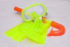 A Child S Snorkel, Mask & Flippers Stock Photos A Child S Snorkel, Mask & Flippers Stock Photos