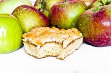 Bitten Apple Pie And Red And Green Apples Stock Photography Bitten Apple Pie And Red And Green Apples Stock Photography