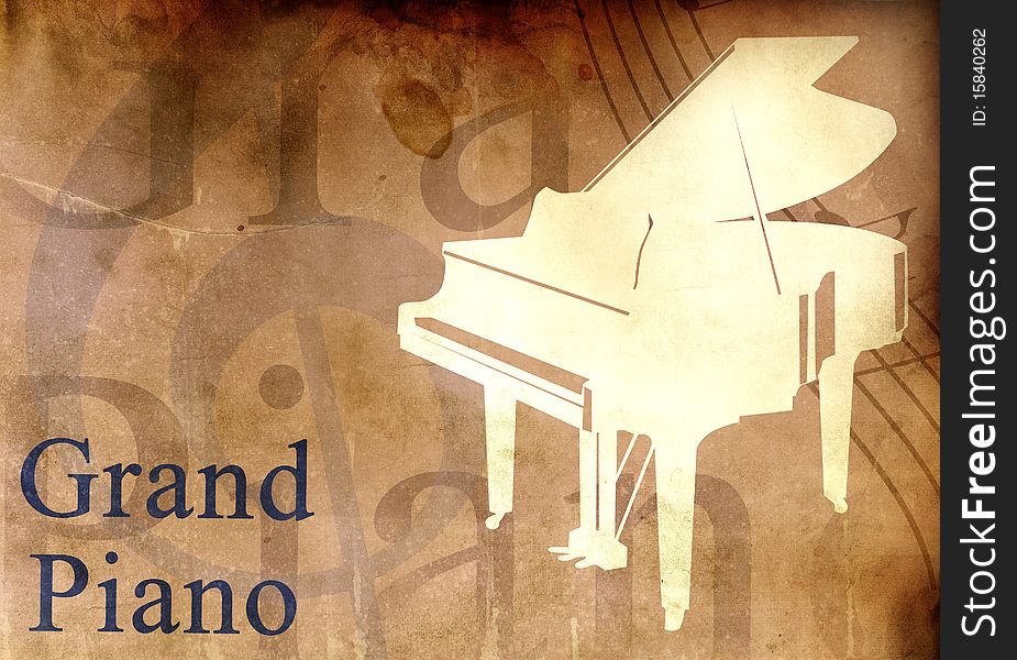 Grand piano music background and word piano. Grand piano music background and word piano