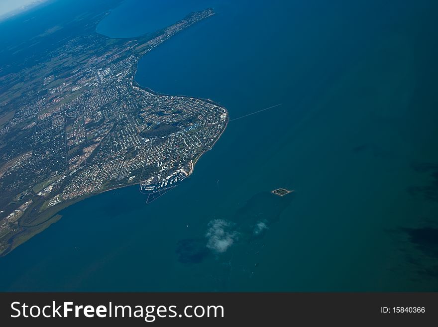 Aerial view of seaboard, Australia