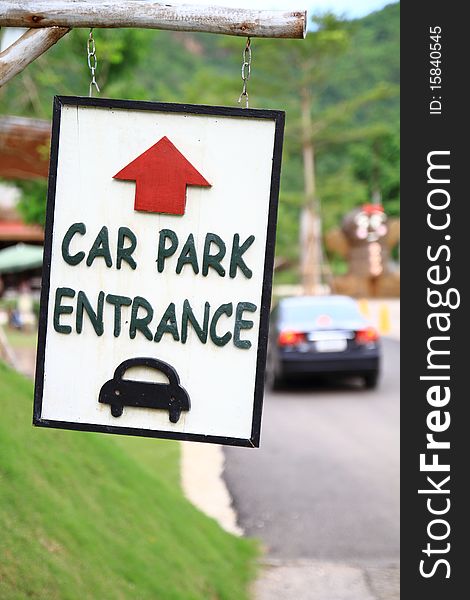 Sign car park entrance