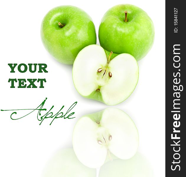 Green apples isolated on the white