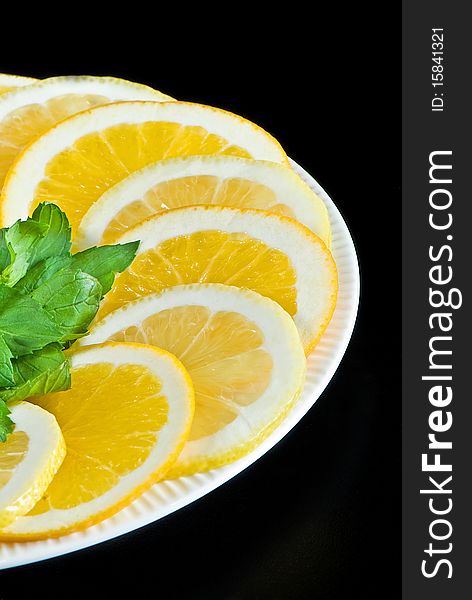 Slices of lemon and orange