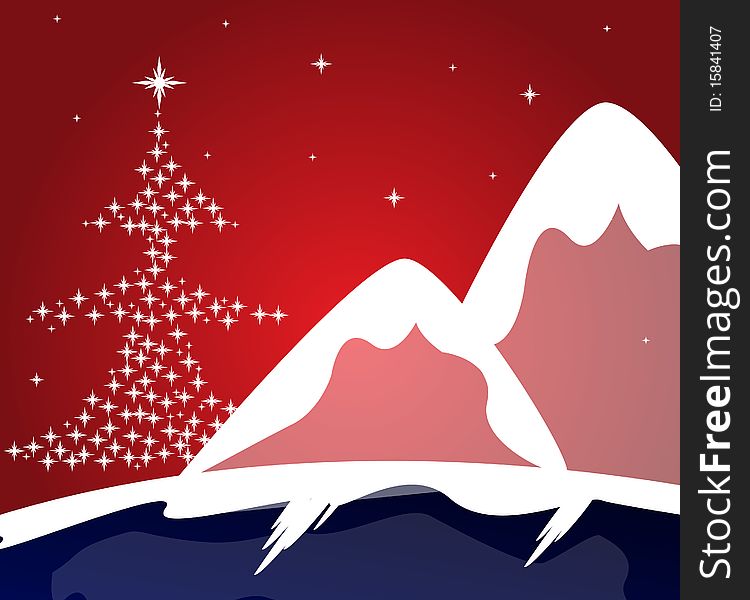 Christmas back ground with star tree in red. Christmas back ground with star tree in red