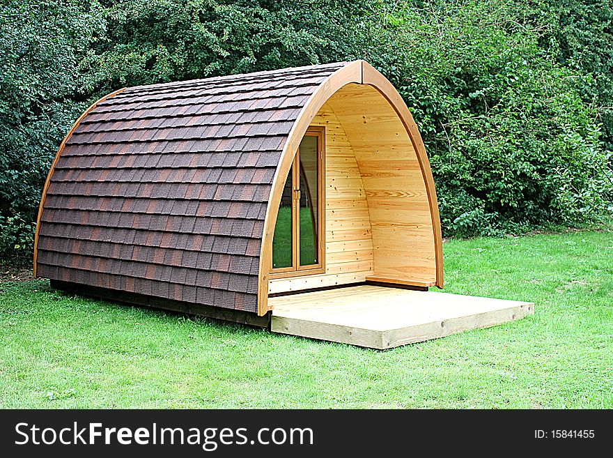 A Modern Wooden Camping Pod Cabin Hut.