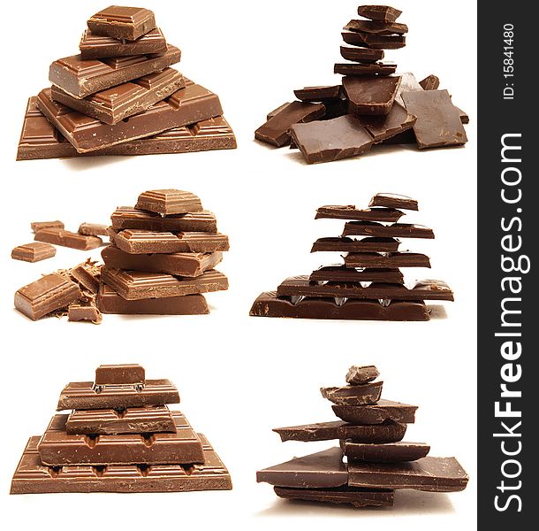 Stack Of Dark Chocolate Pieces. Stack Of Dark Chocolate Pieces