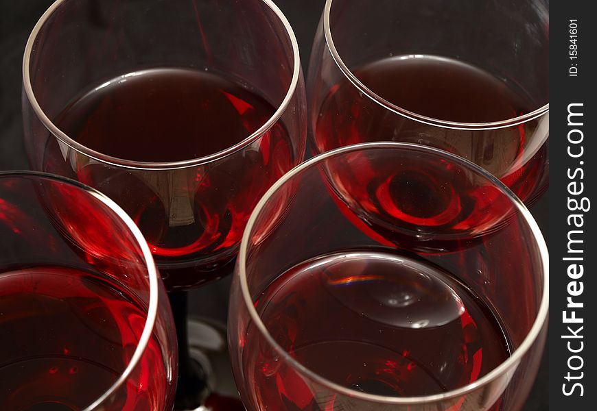 Red wine glasses