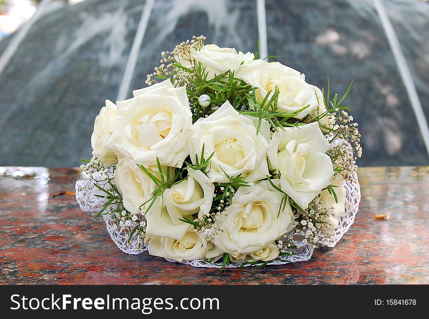 Wedding bouquet from roses for fiancee. Wedding bouquet from roses for fiancee