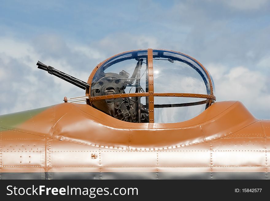 Machine gun turret detail on a vintage WW2 bomber aircraft