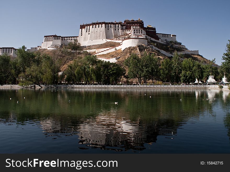 The great potala palace in tibet China in fine weather. The great potala palace in tibet China in fine weather