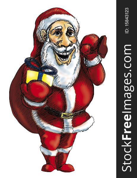 Santa Claus with gifts - illustration