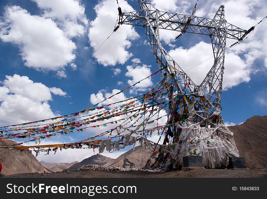 Yellowish mountain road view in tibet of China