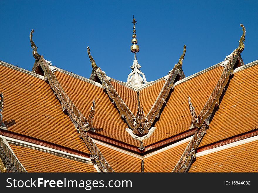 The roof of a Buddhist temple at Nan province Thailand