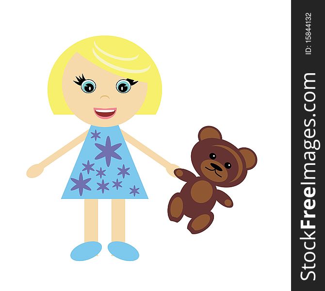 Little Girl With Teddy Bear