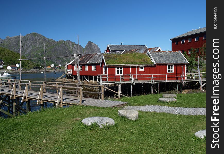 Fishermen houses in Lofoten in Norway. Fishermen houses in Lofoten in Norway