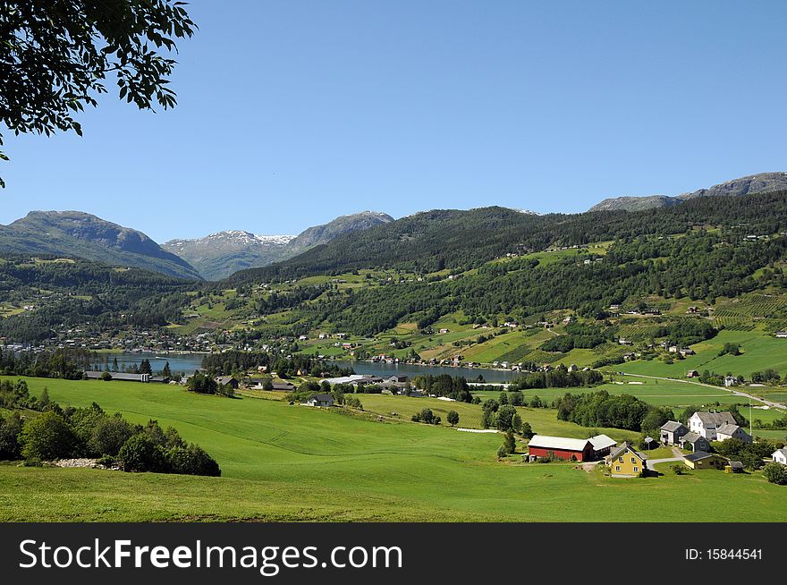 Countryside and fields in Hardangerfjord area of Norway. Countryside and fields in Hardangerfjord area of Norway