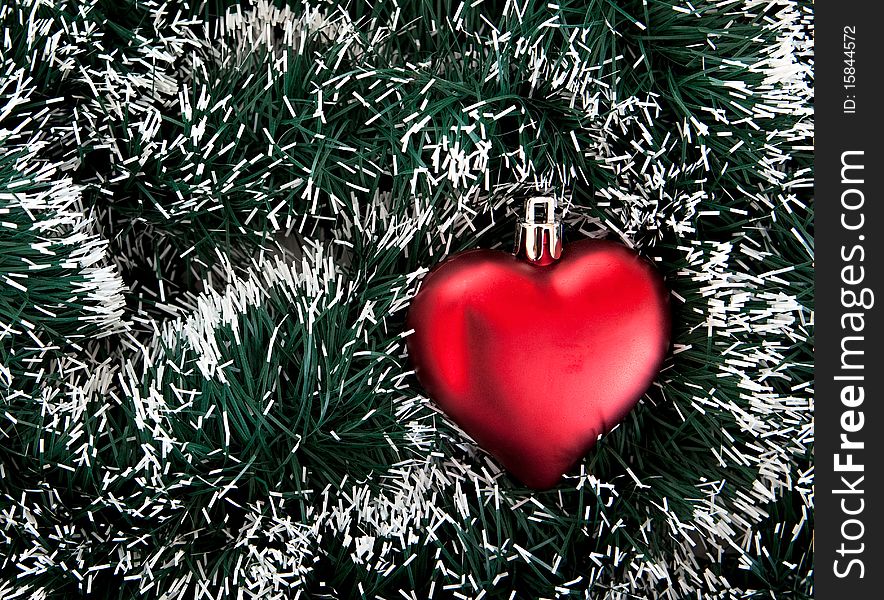 Toy In The Shape Of The Heart And Tinsel.