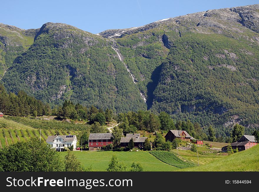 Countryside and fields in Hardangerfjord area of Norway. Countryside and fields in Hardangerfjord area of Norway