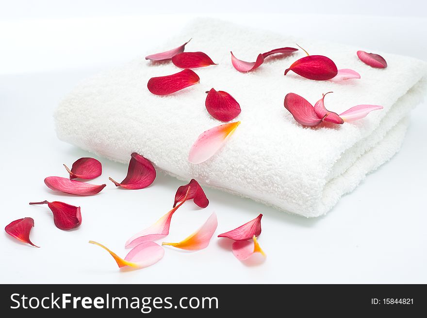 Scattered Flowers Petals On White Towel