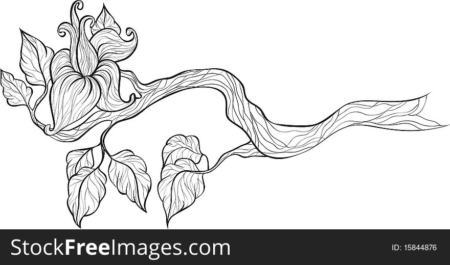 Branch with flower. illustration for design.