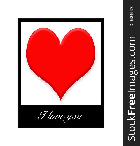 Heart shaped valentine card over white background. Heart shaped valentine card over white background