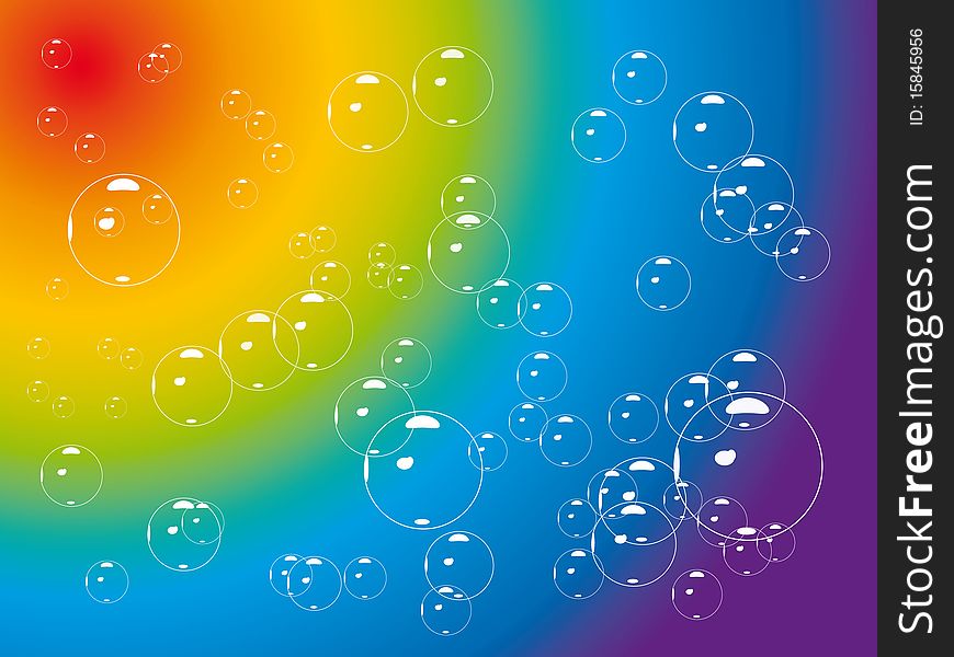 Bubbles on a rainbow-colored background. Bubbles on a rainbow-colored background