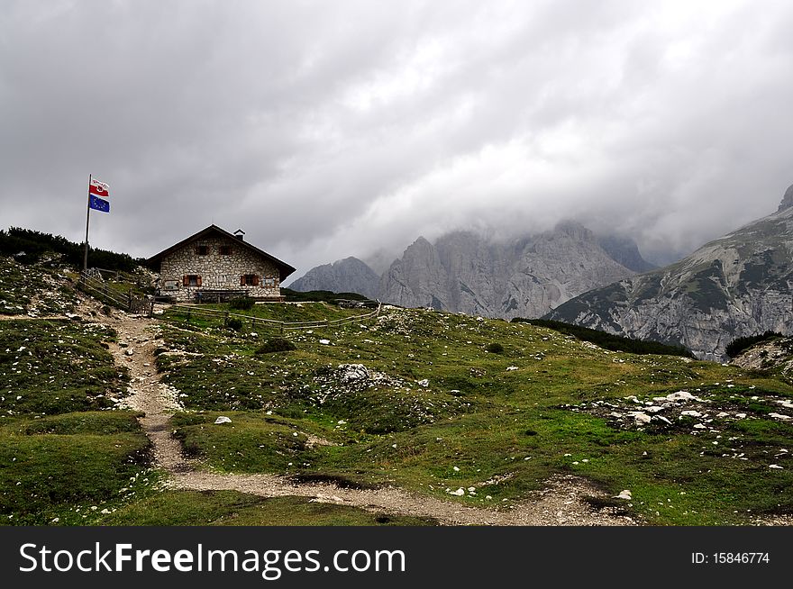 Landscape Dolomites of northern Italy. Tre Cime Di Lavaredo