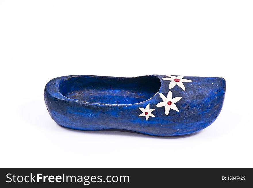 Studio shot of blue Dutch Clog. Studio shot of blue Dutch Clog