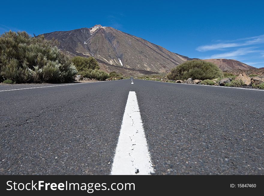 View of Teide Mount, the highest in Spain, located at Tenerife Island. View of Teide Mount, the highest in Spain, located at Tenerife Island