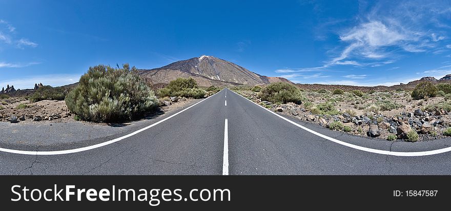 Panoramic view of Teide Mount, the highest in Spain, located at Tenerife Island