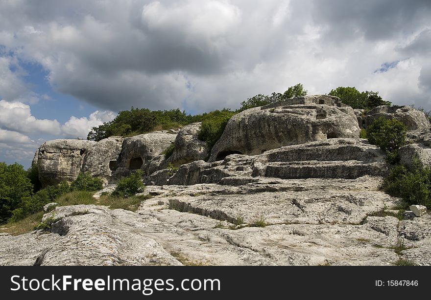 Eski-Kermen cave town n Crimea Ukraine