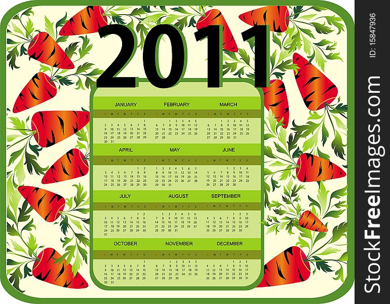 Calendar For Year 2011 (starts Sunday)
