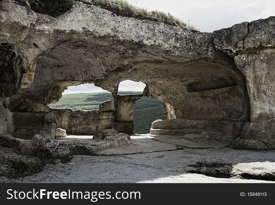 Eski-Kermen cave town n Crimea Ukraine