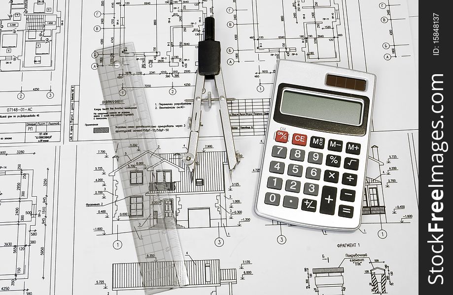 Close up of architect with blueprints. Close up of architect with blueprints