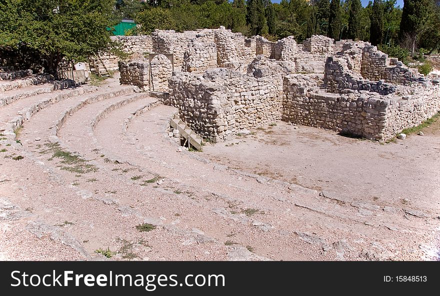 Ruins of ancient amphitheatre. Crimea
