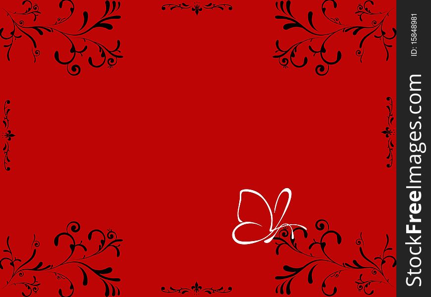 Floral element on a red background. Floral element on a red background