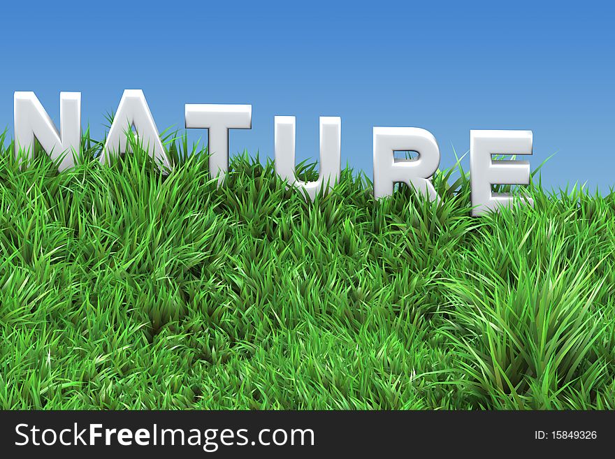 Nature 3d text on green grass. Nature 3d text on green grass