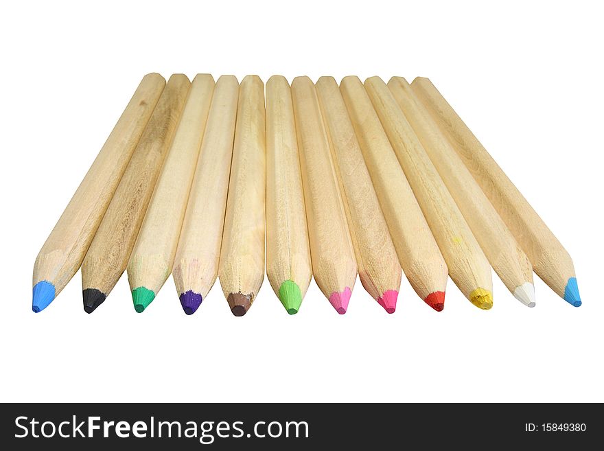 The image of color pencils under the white background