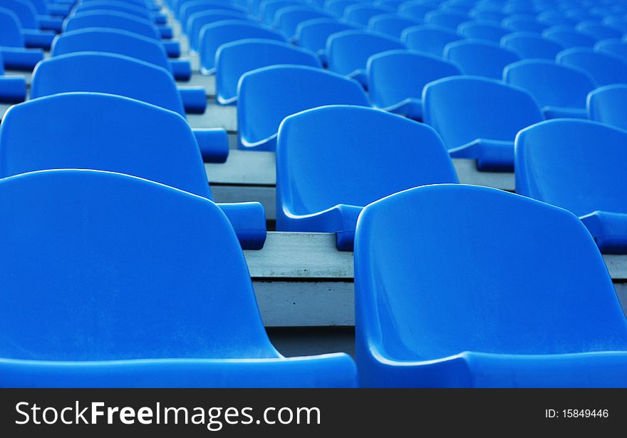 Empty Blue Plastic Stadium Seats