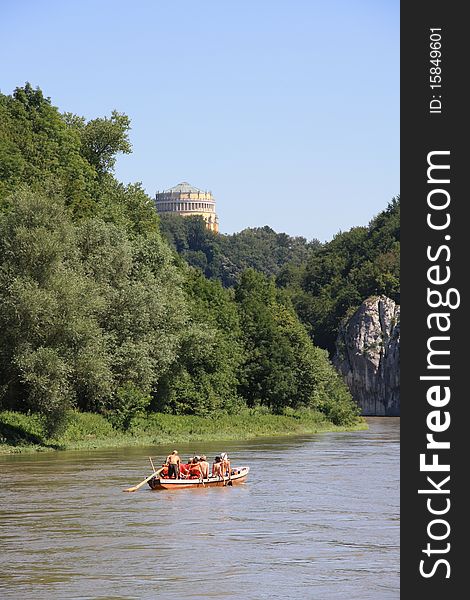 Below the legendary Hall of Liberation (Befreiungshalle, Kelheim) is a romantic river danube coming from monastery Weltenburg. Below the legendary Hall of Liberation (Befreiungshalle, Kelheim) is a romantic river danube coming from monastery Weltenburg