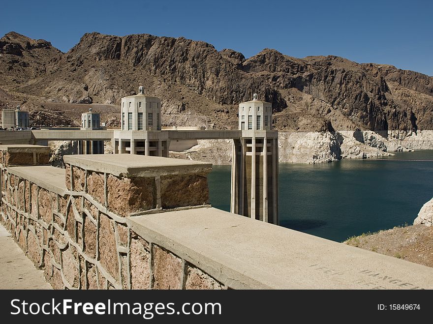 The Hoover Dam and the Colorado River in Nevada. The Hoover Dam and the Colorado River in Nevada