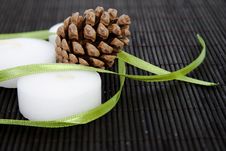 White Candles And Cone Royalty Free Stock Photos White Candles And Cone Royalty Free Stock Photos