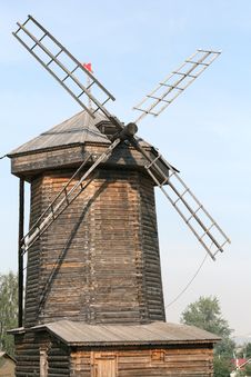 Old Wooden Windmill Stock Photography