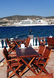 Restaurant Tables On A Terrace In Turkey Royalty Free Stock Image Restaurant Tables On A Terrace In Turkey Royalty Free Stock Image