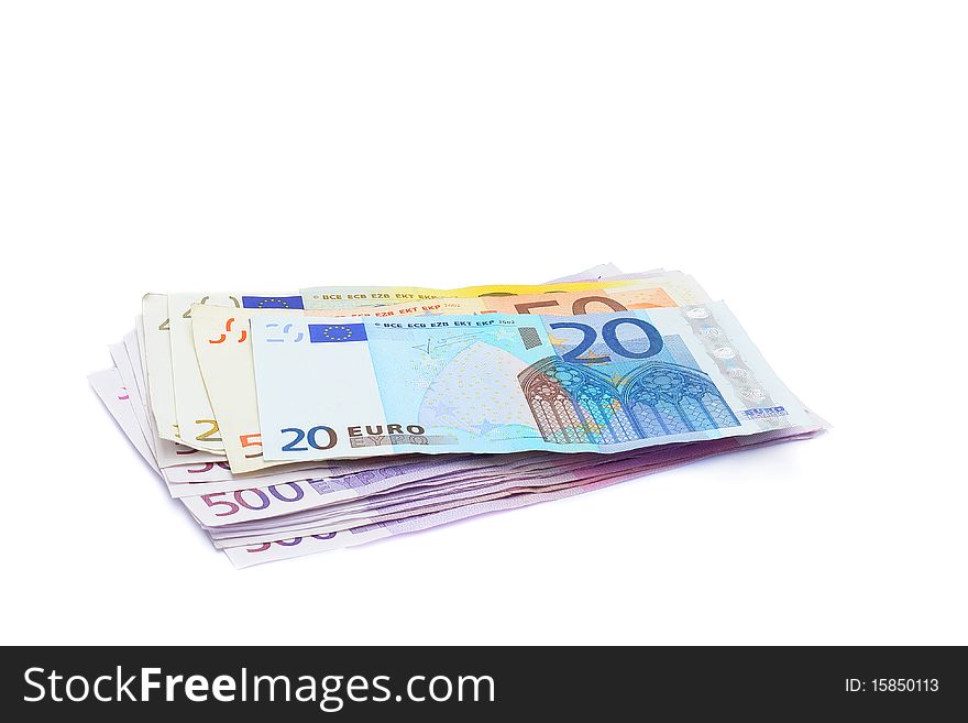 Euro banknotes  isolated on white background. Euro banknotes  isolated on white background