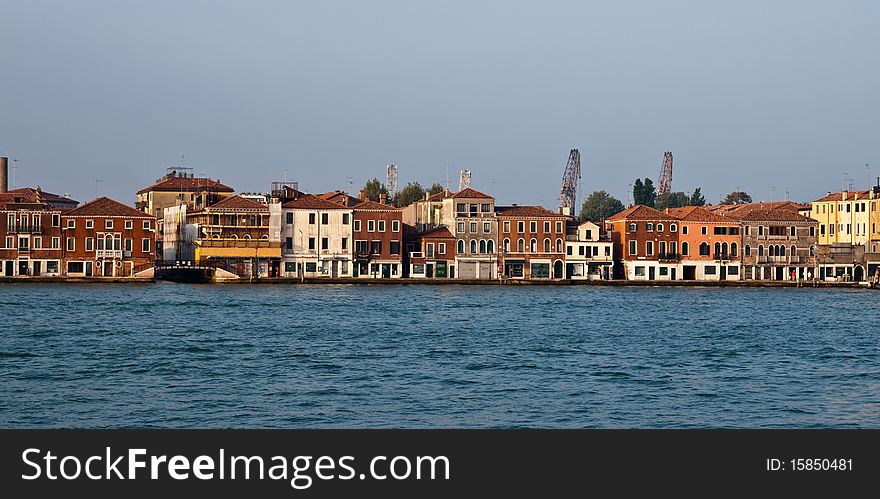 Row of a various houses on a bank. Row of a various houses on a bank